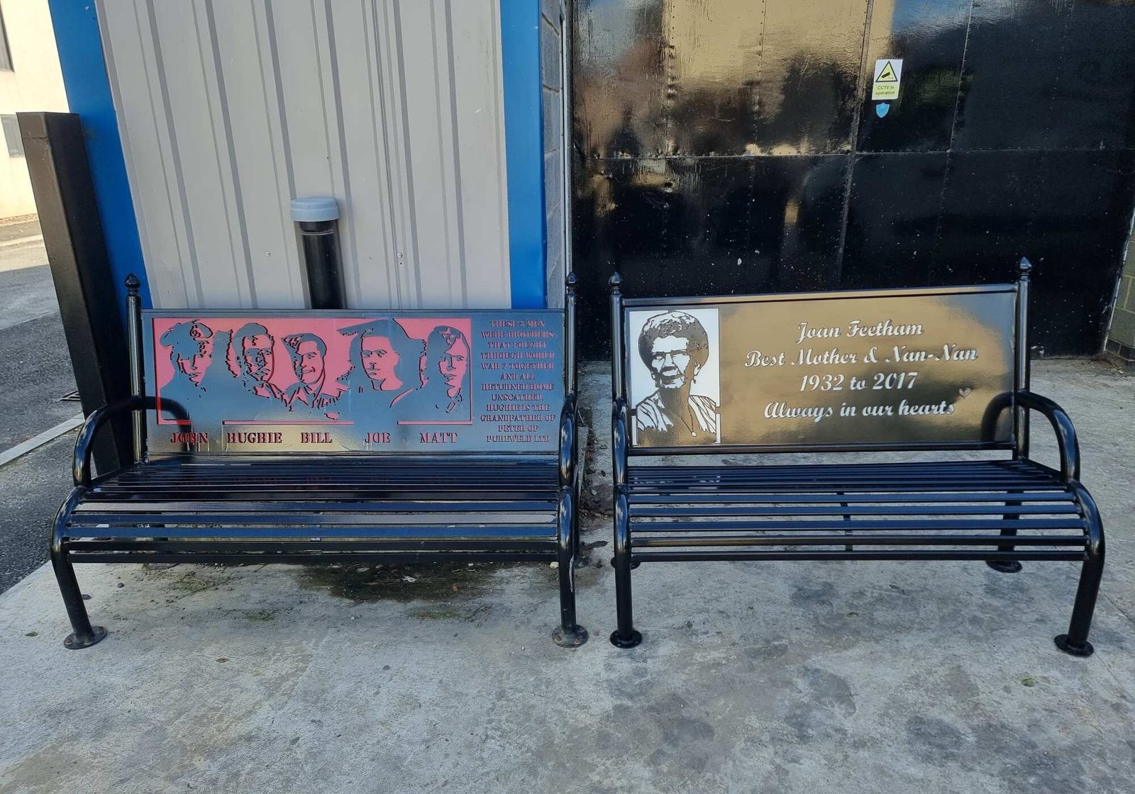 two memorial bench